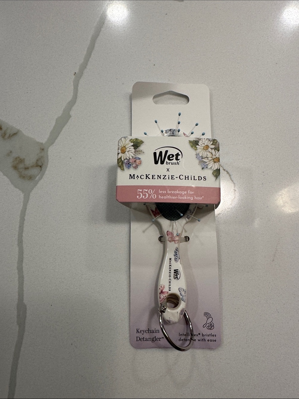 NIB Mackenzie Childs x wet brush keychain detangler hairbrush butterfly hill 🩷🦋🤍